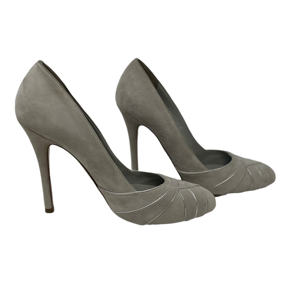 Ralph Lauren Collection Purple Label Gray Suede High Heels Size 7.5 - Picture 7 of 9